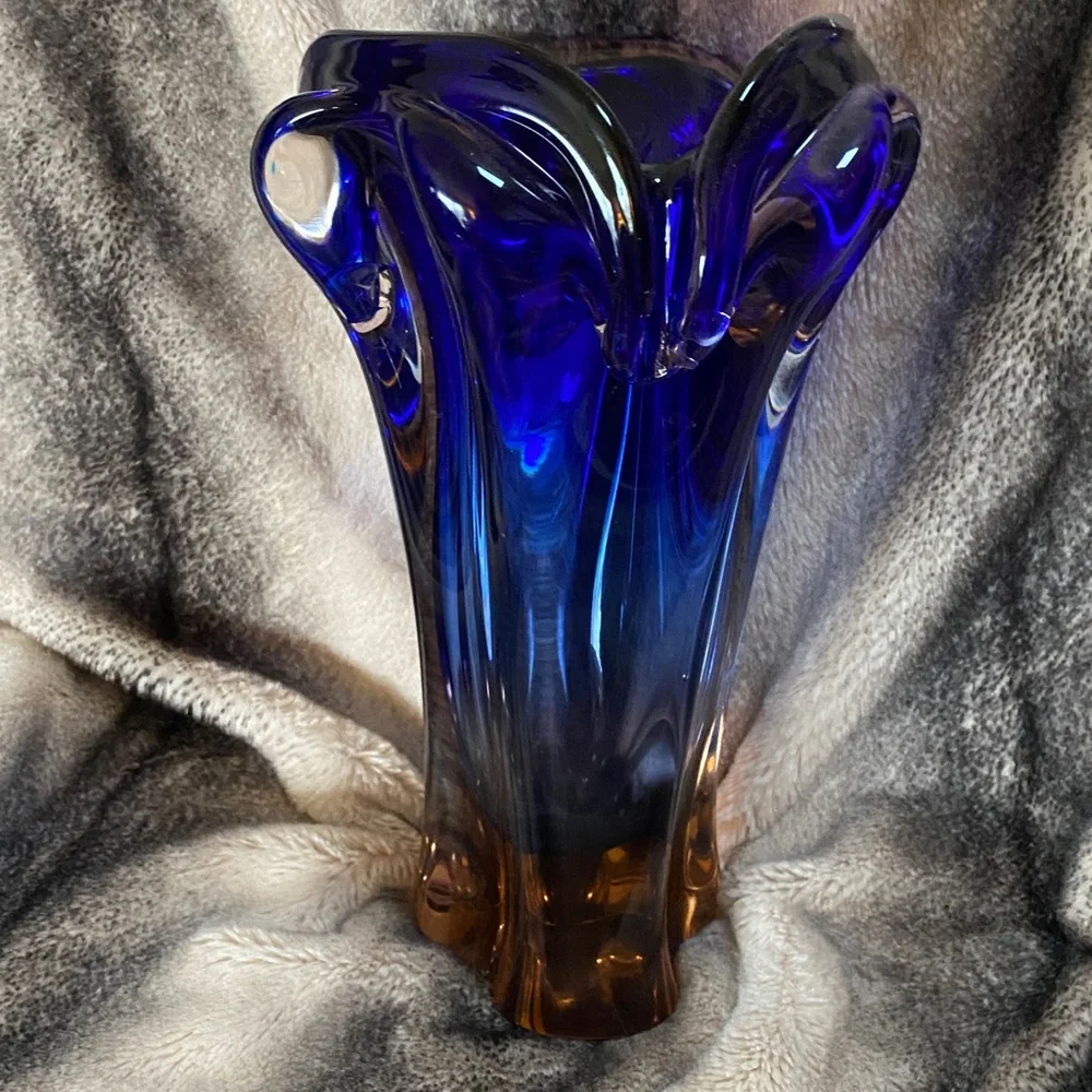 Stunning Very Heavy Multi Color Murano Style Vintage Large Vase - Picture 5 of 16